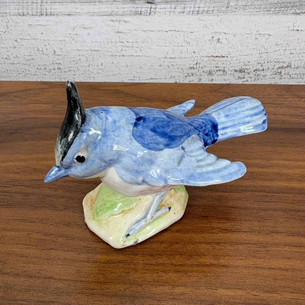 Vintage‎ Stangl Pottery Blue Jay Birds of America Hand Painted 4" x 2.5" Signed